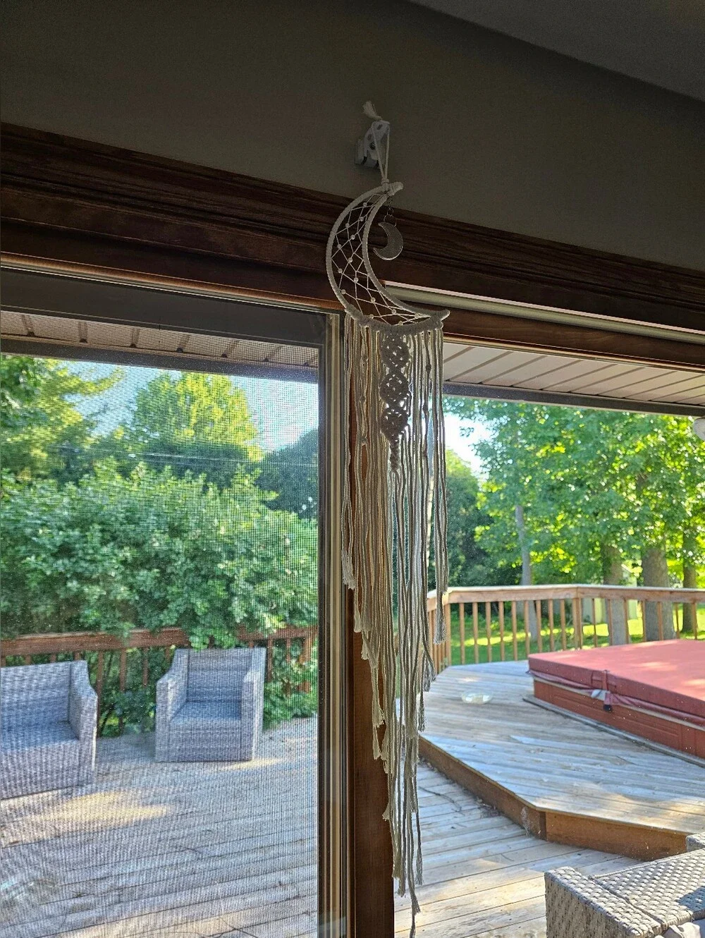 Boho Crescent Moon Macramé Wall Hanging - White